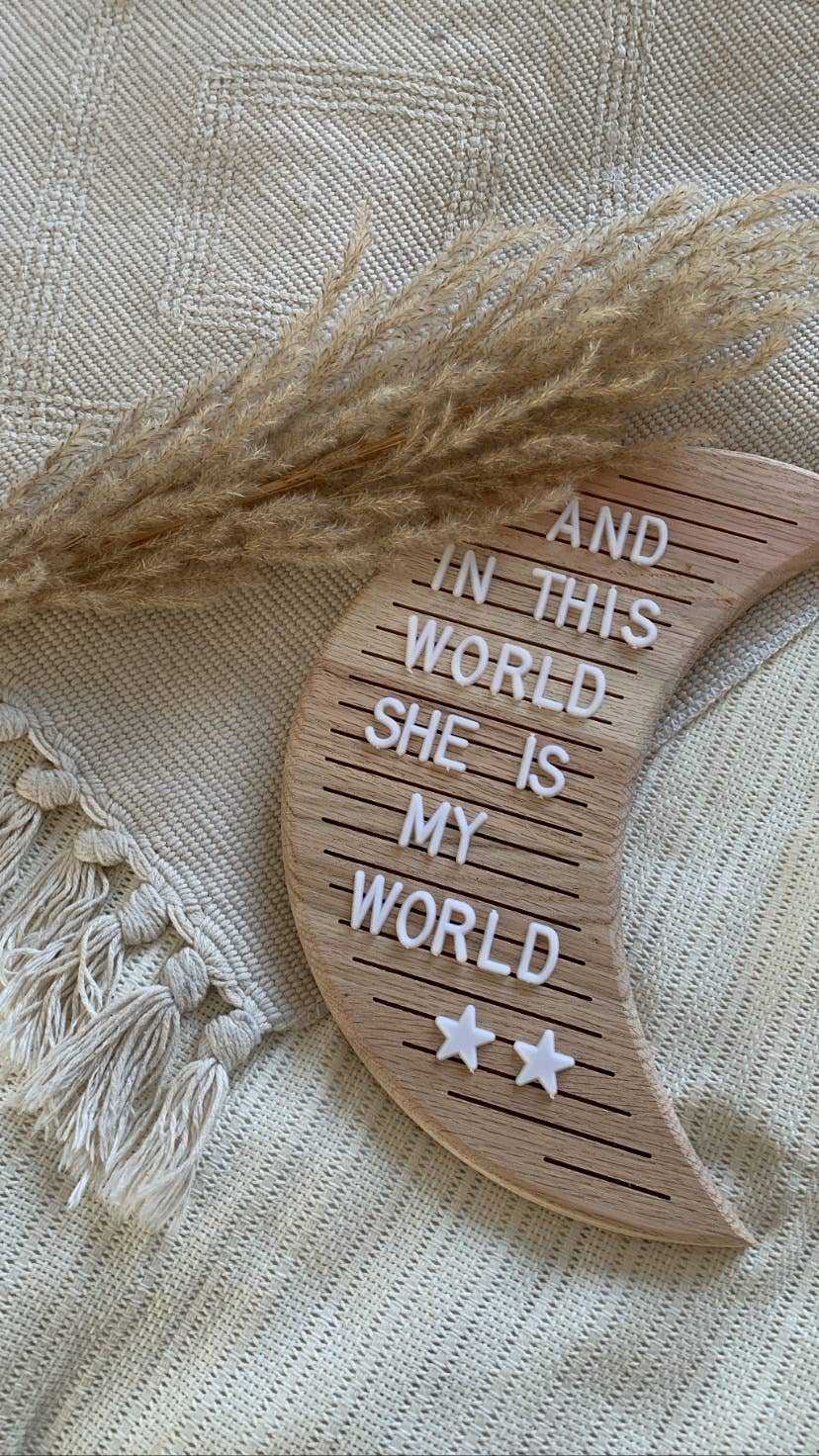 Letterbord hout - Maan design met 346 letters, cijfers en symbolen