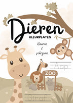 Bundel van 10 kleurplaten dieren met naam: schattige printables om te kleuren & overschrijven (5-8 jaar) | Digitale download
