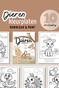 Bundel van 10 kleurplaten dieren met naam: schattige printables om te kleuren & overschrijven (5-8 jaar) | Digitale download