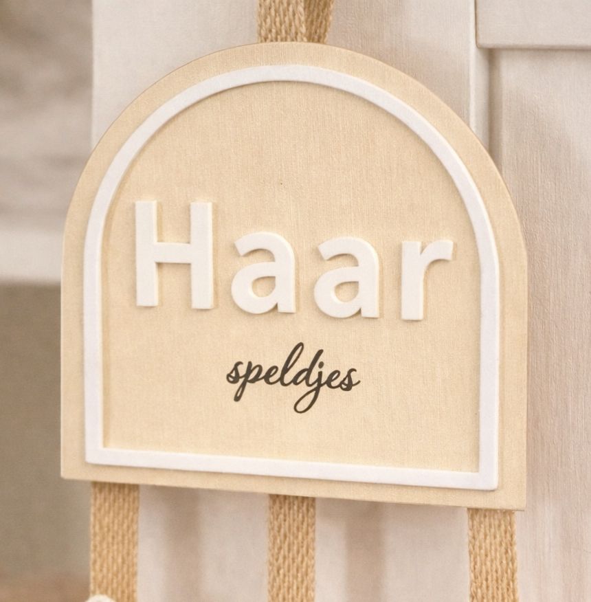 Houten Bordje "Haar speldjes" Voor Haarclipjes