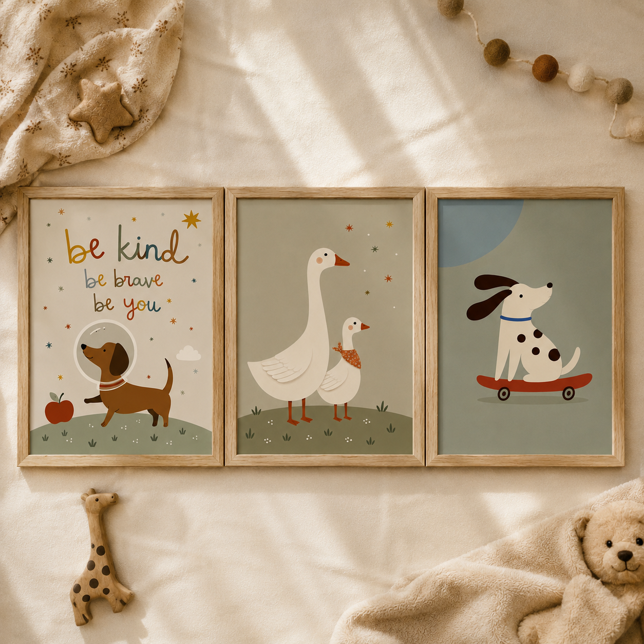 Set van 4 kinderkamerposters voor jongens "Scandi Adventures" - Digitale download