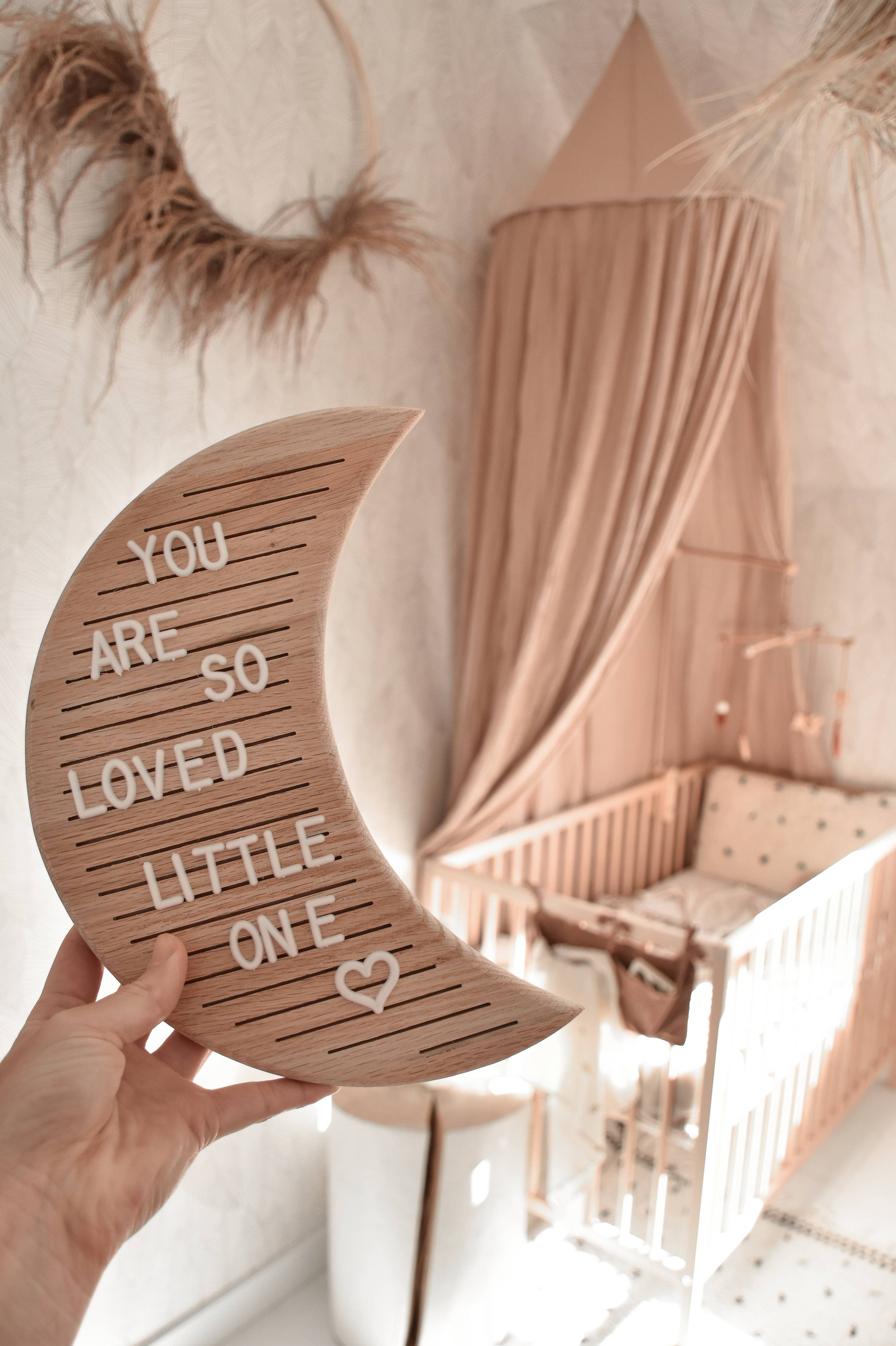 Letterbord hout - Maan design met 346 letters, cijfers en symbolen