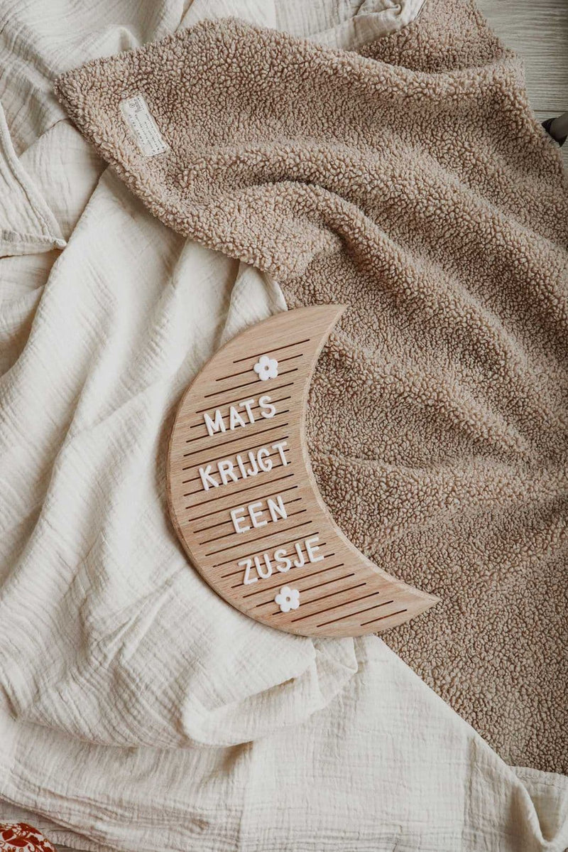 Letterbord hout - Maan design met 346 letters, cijfers en symbolen