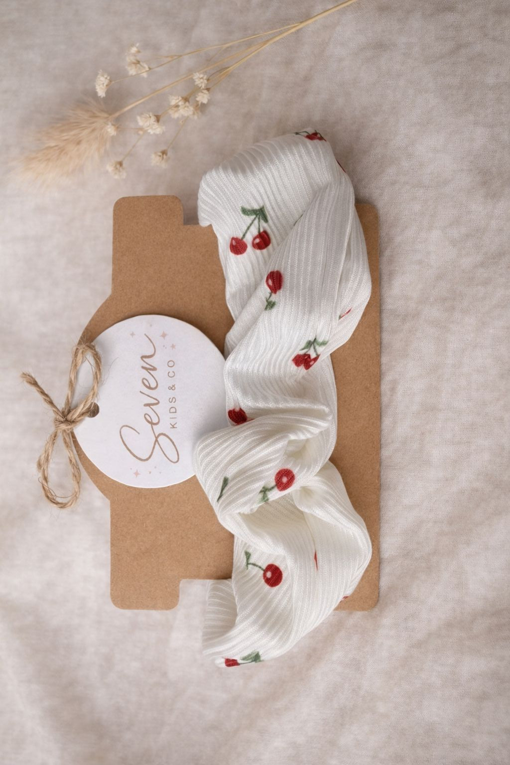 scrunchie kersen print haarelastiek wit 