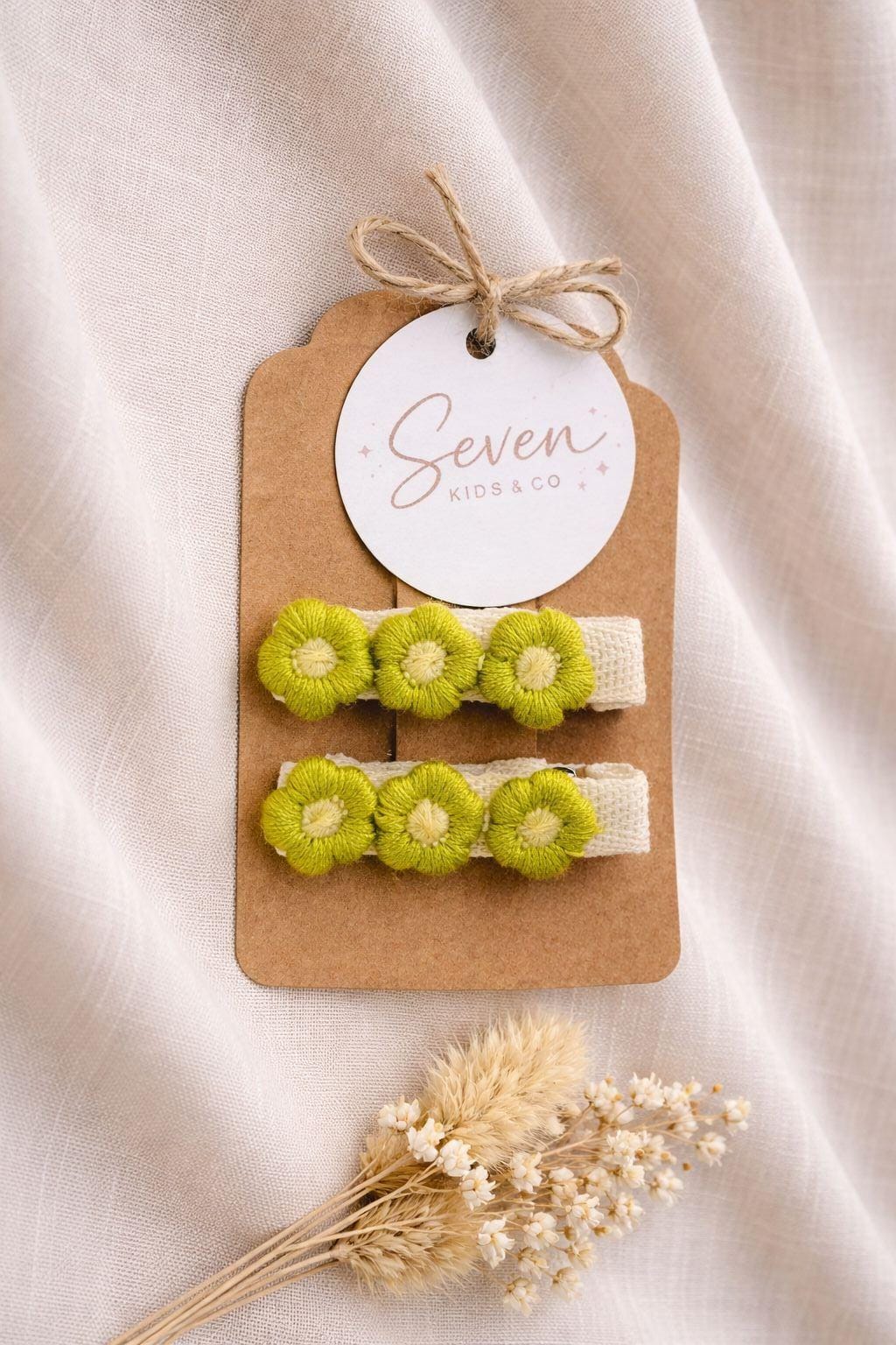 Set van 2 rechte haarclips met bloemen van stof